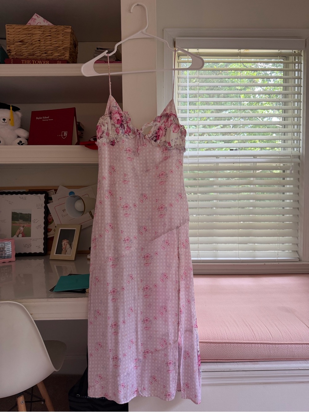 For Love And Lemons Pink Floral Satin Slip